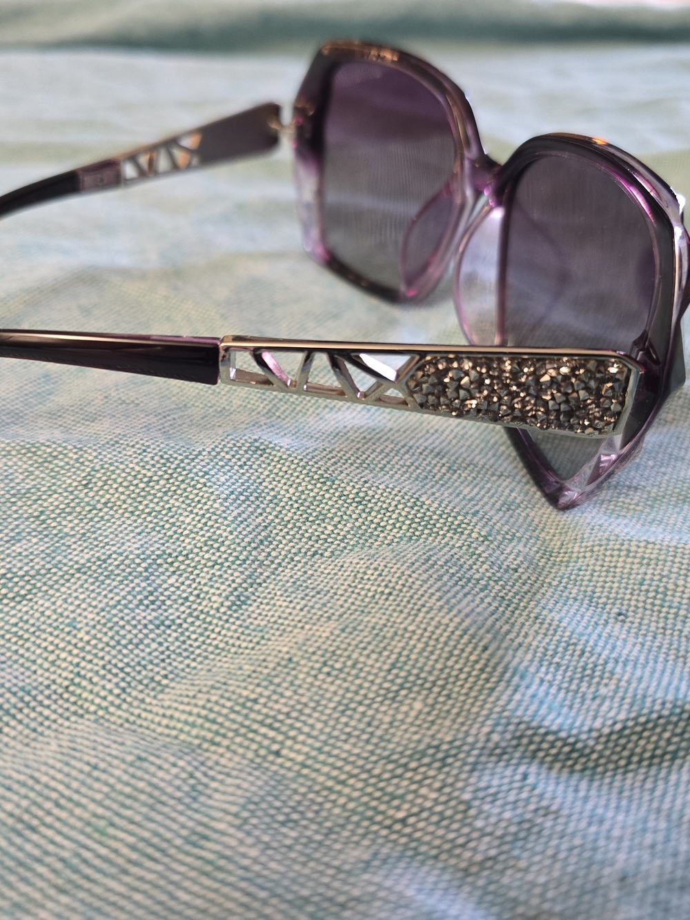 Women's Purple Crystal-Accent Fashion Sunglasses